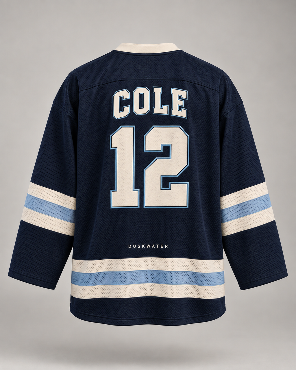 Custom hockey jersey back with personalized name and number