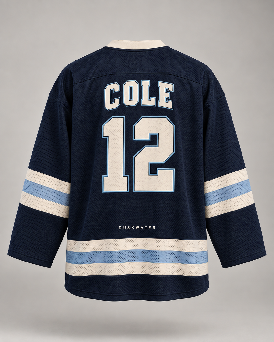 Custom hockey jersey back with personalized name and number