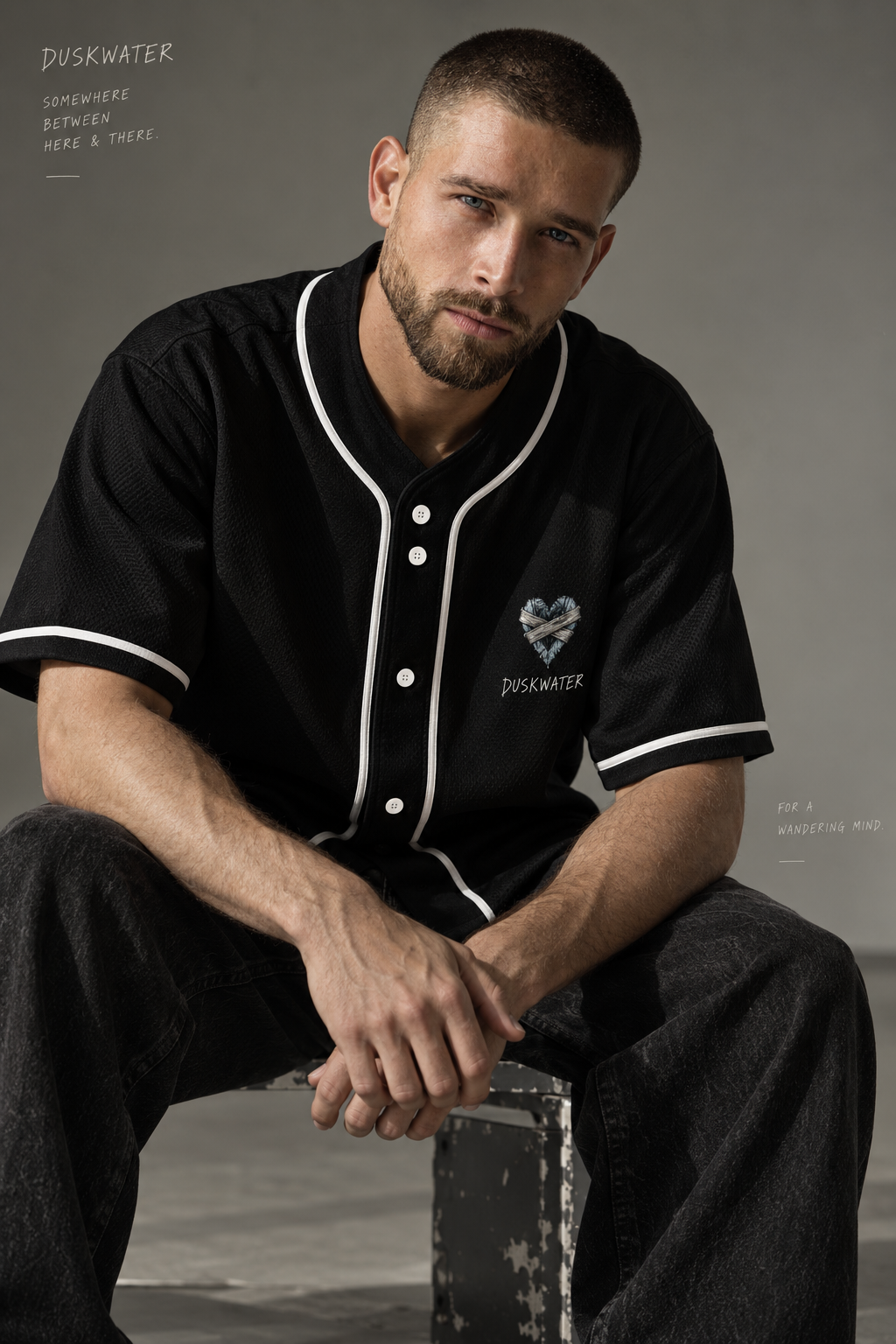 DUSKWATER Keep The Mind Cold black mesh baseball jersey