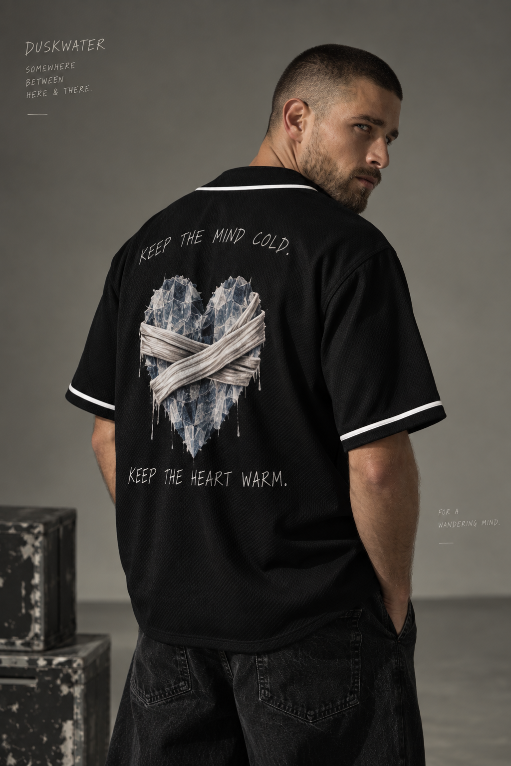 DUSKWATER Keep The Mind Cold black mesh baseball jersey