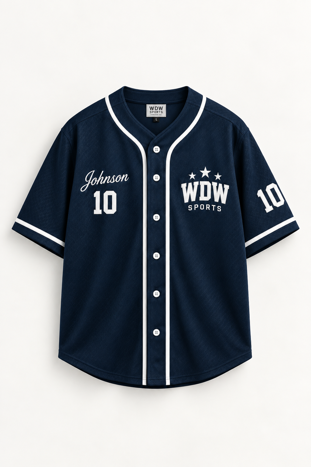 DUSKWATER Love Game navy button-up baseball jersey with custom name and number