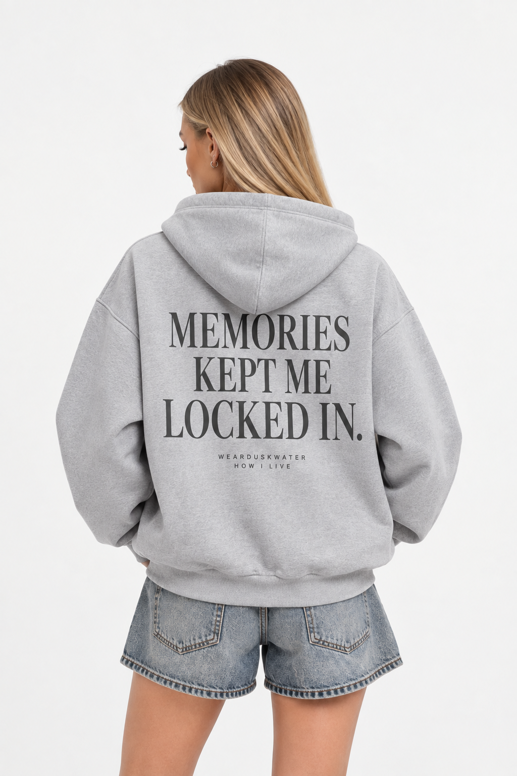 DUSKWATER Memories grey full-zip hoodie, oversized fit