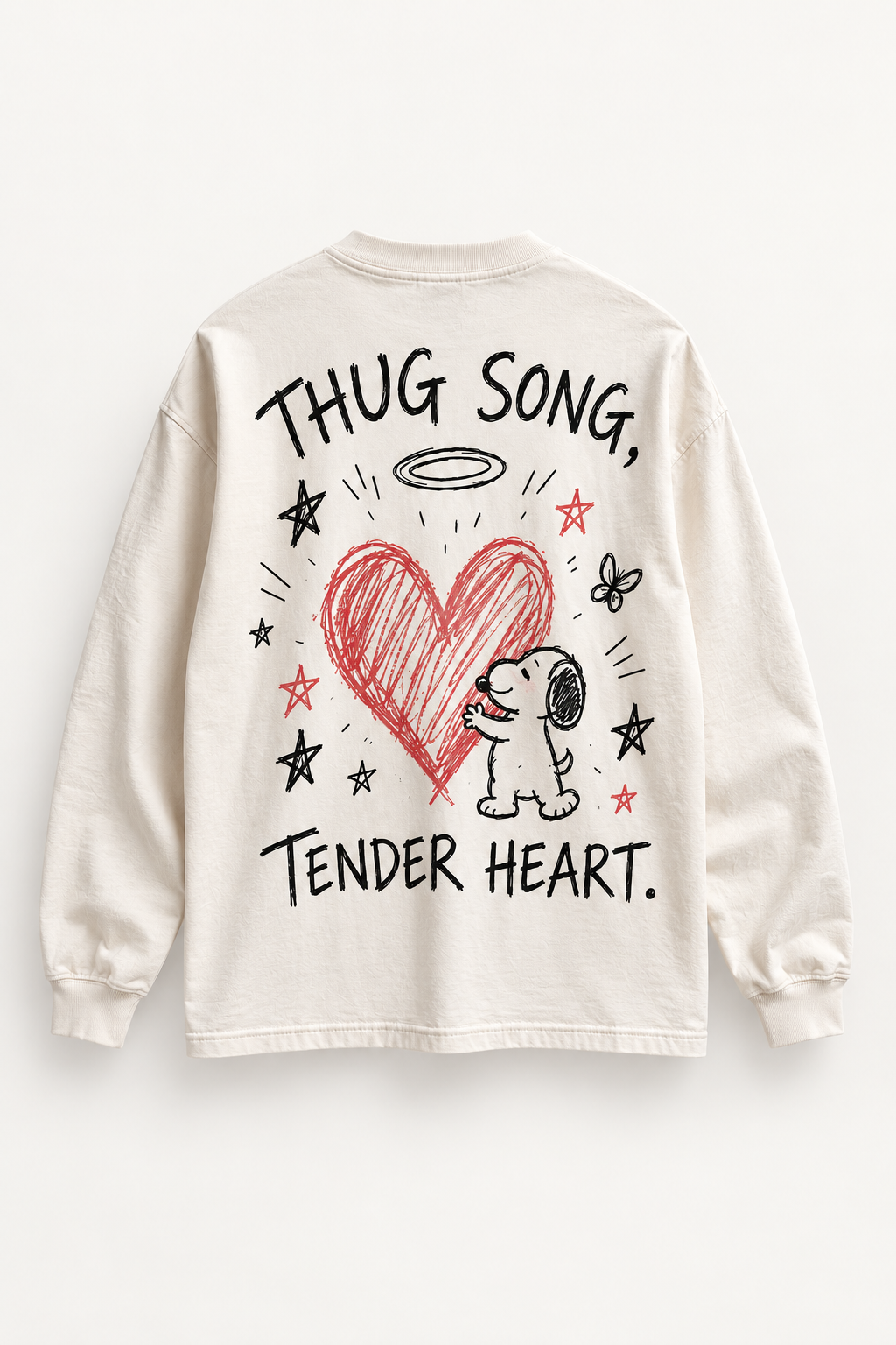 DUSKWATER Thug Song oversized long-sleeve tee in washed cream