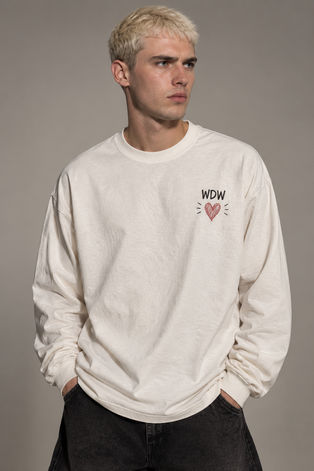 DUSKWATER Thug Song oversized long-sleeve tee in washed cream