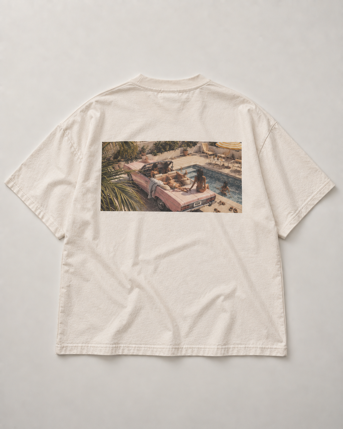 DUSKWATER Too Alive To Leave Young pool-party photo tee in washed cream