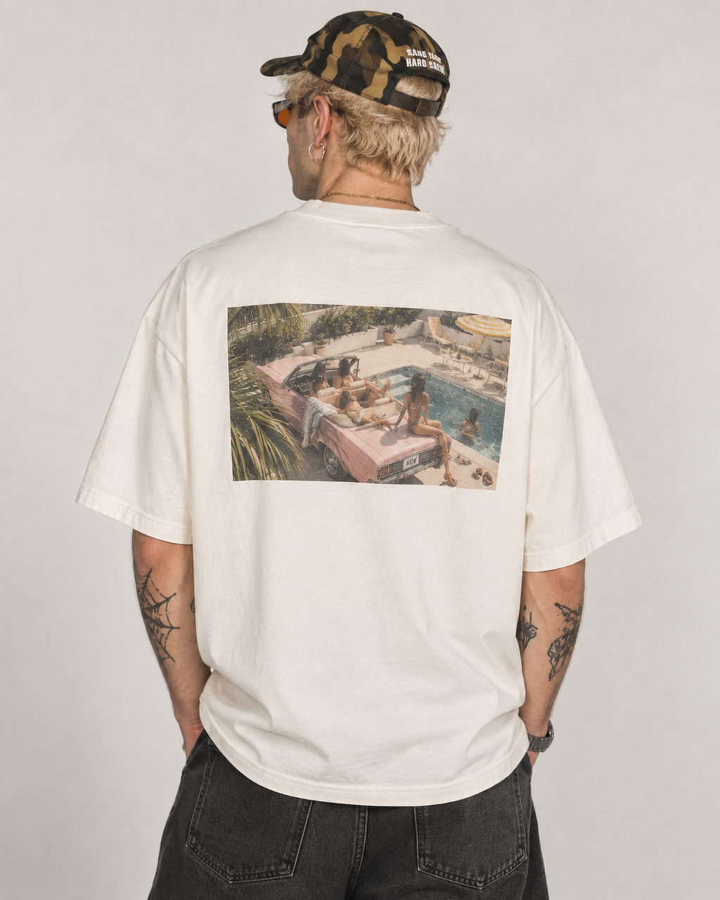 DUSKWATER Too Alive To Leave Young pool-party photo tee in washed cream