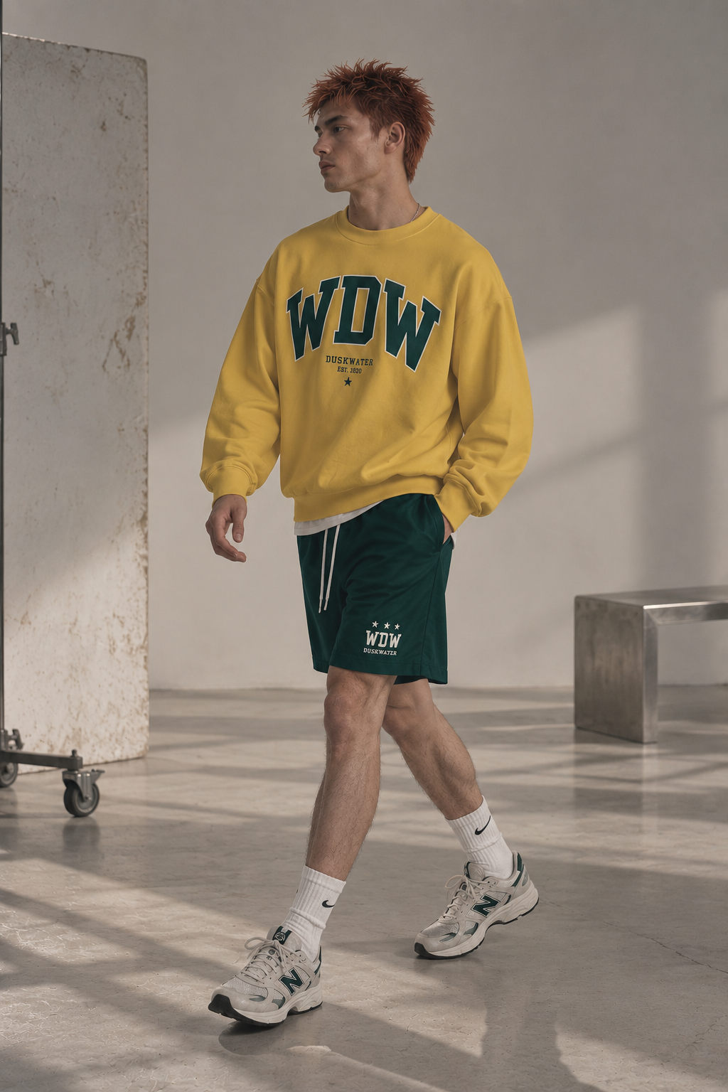 DUSKWATER WDW sport shorts in forest green with embroidered star logo