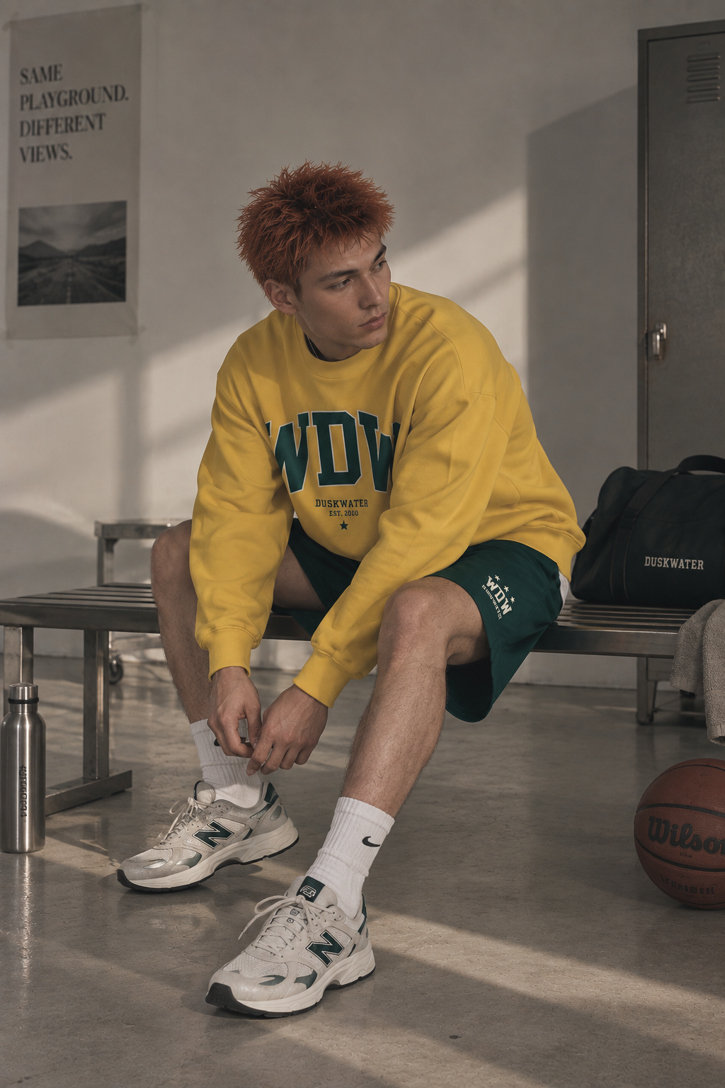 DUSKWATER WDW sport shorts in forest green with embroidered star logo