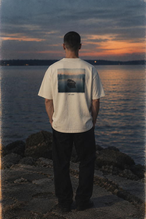 DUSKWATER Came For The Peace oversized graphic tee in washed ivory heavyweight cotton