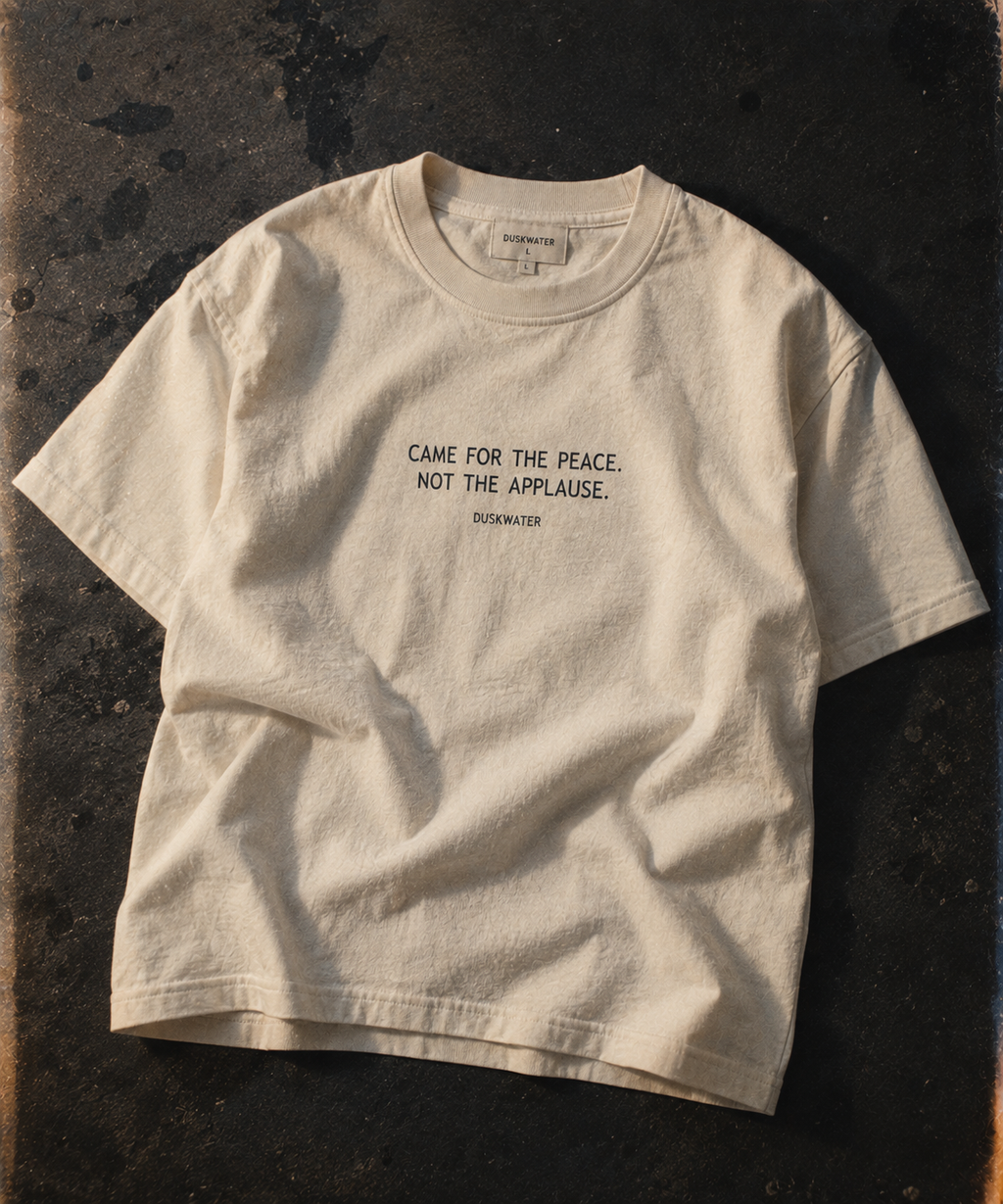 DUSKWATER Came For The Peace oversized graphic tee in washed ivory heavyweight cotton