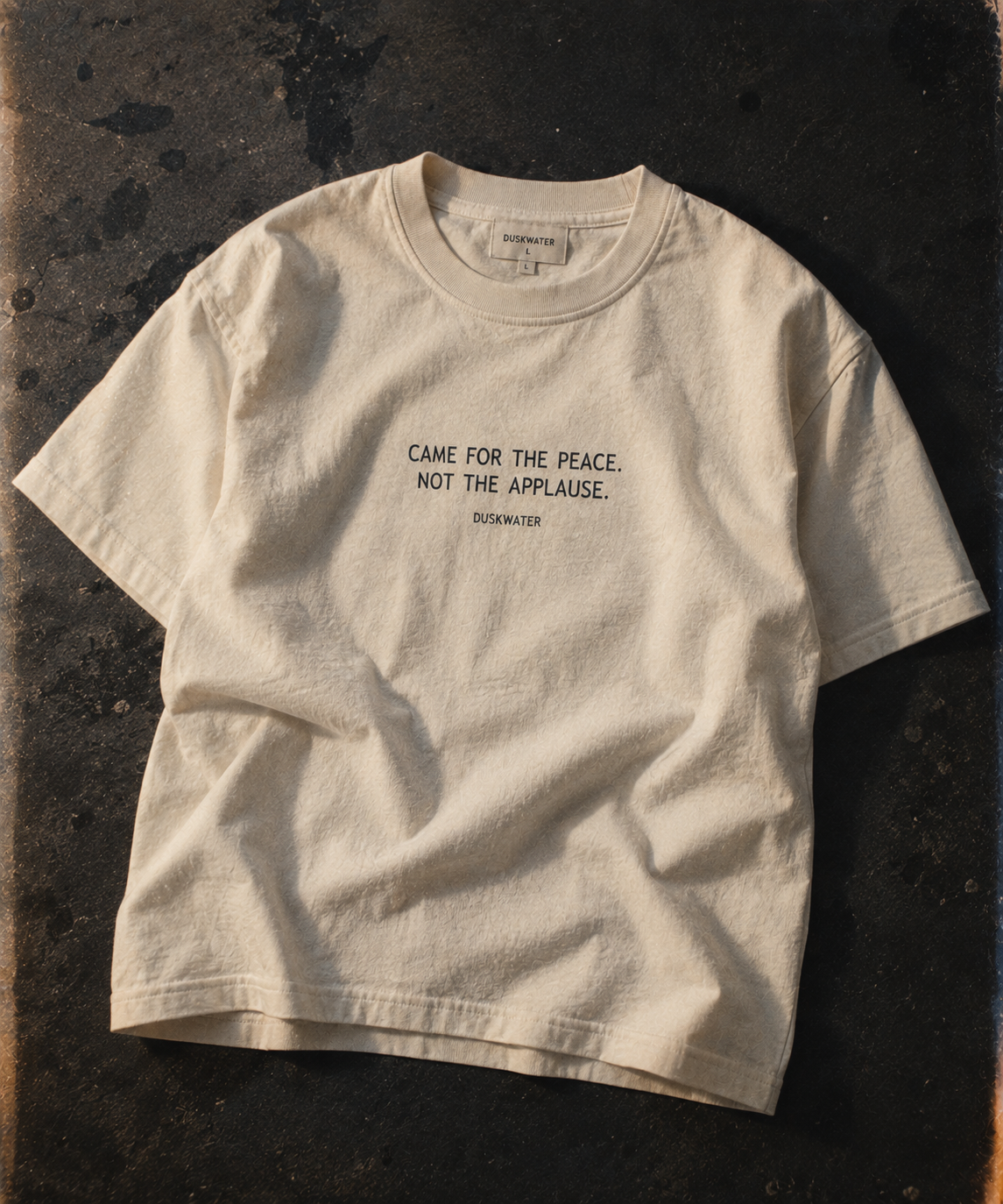 DUSKWATER Came For The Peace oversized graphic tee in washed ivory heavyweight cotton