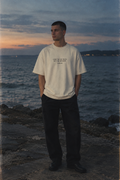 DUSKWATER Came For The Peace oversized graphic tee in washed ivory heavyweight cotton