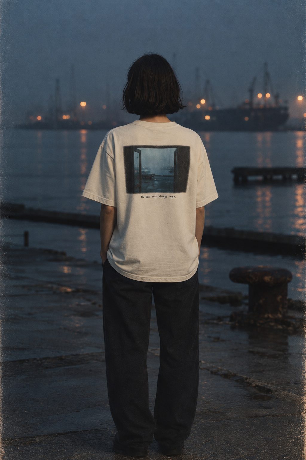 DUSKWATER I Can Leave Anytime oversized graphic tee in washed ivory