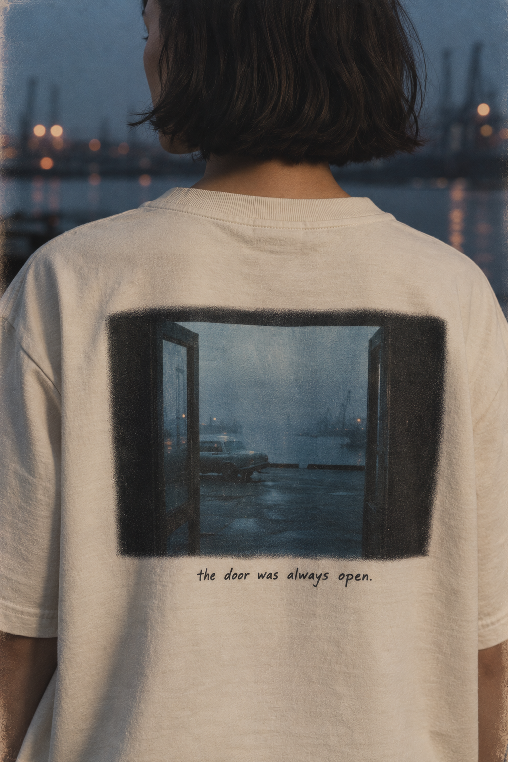 DUSKWATER I Can Leave Anytime oversized graphic tee in washed ivory