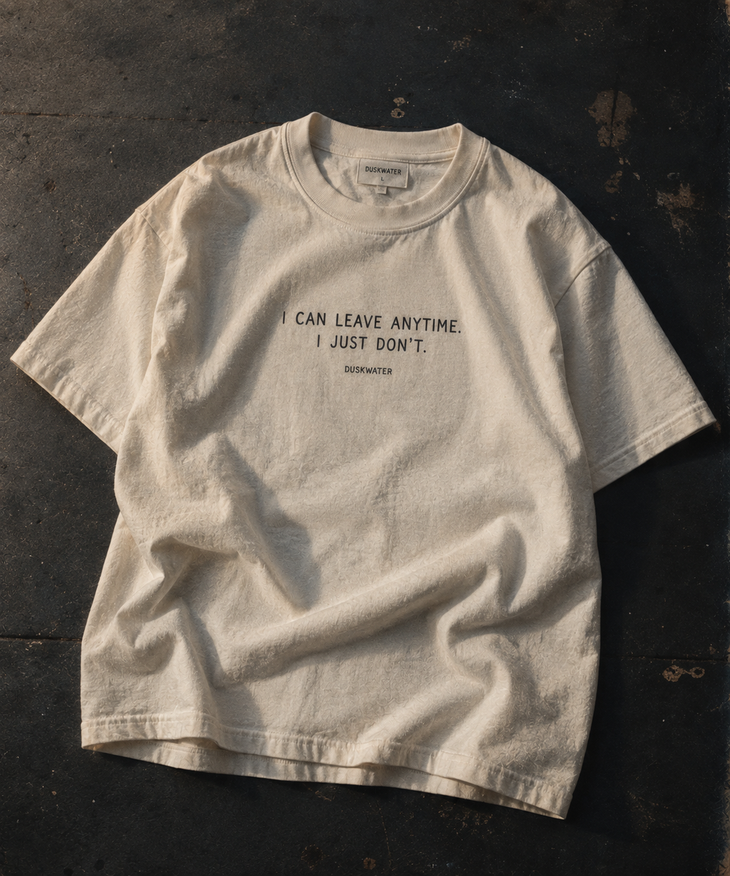 DUSKWATER I Can Leave Anytime oversized graphic tee in washed ivory
