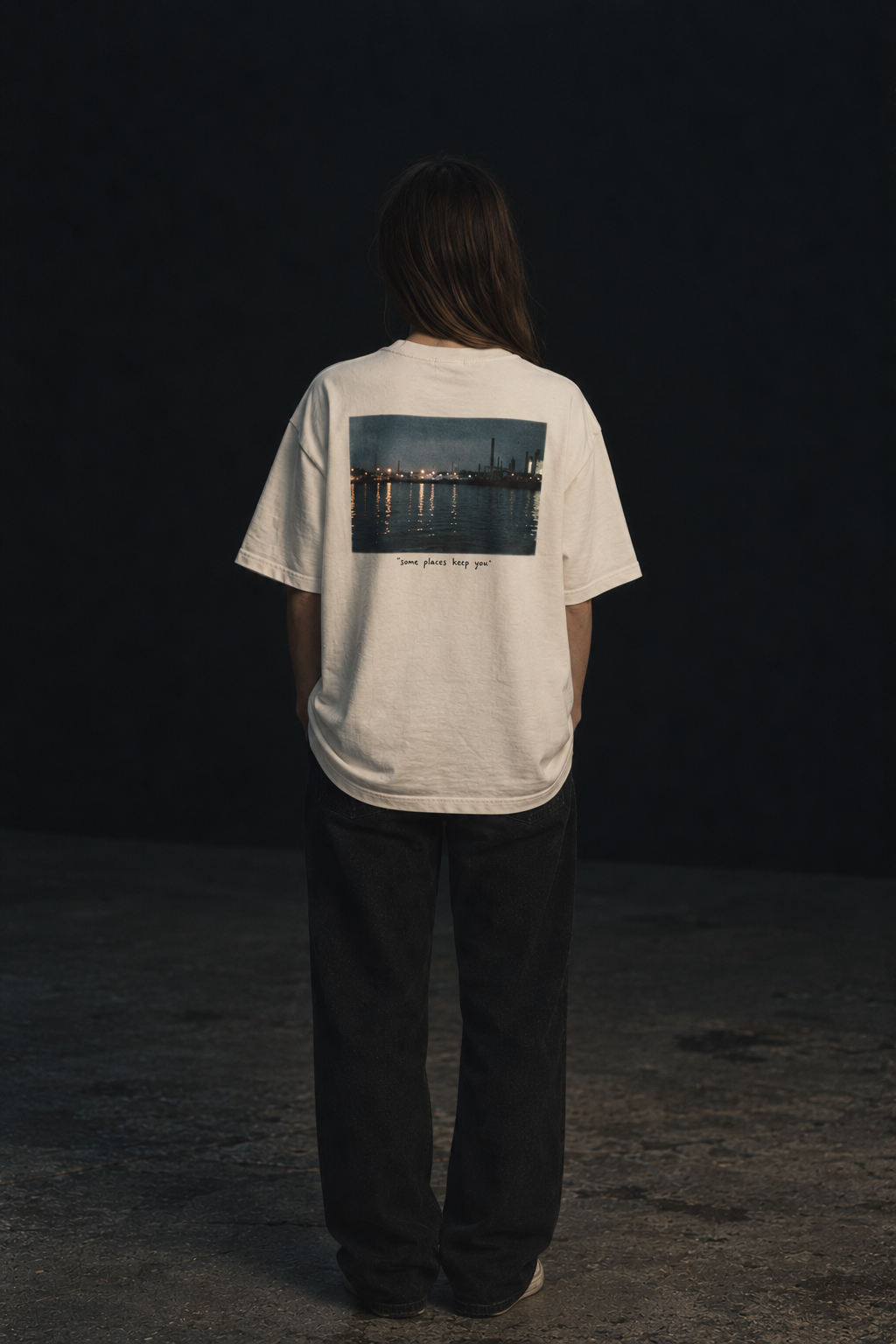 DUSKWATER Comes Back cinematic photo-print oversized tee in washed ivory